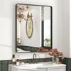 CHARMOR 28x32 Inch Black Metal Framed Bathrrom Mirror for Wall, Matte Black Rectangle Mirror, Rounded Corner, Anti-Rust (Horizontal/Vertical) view 1