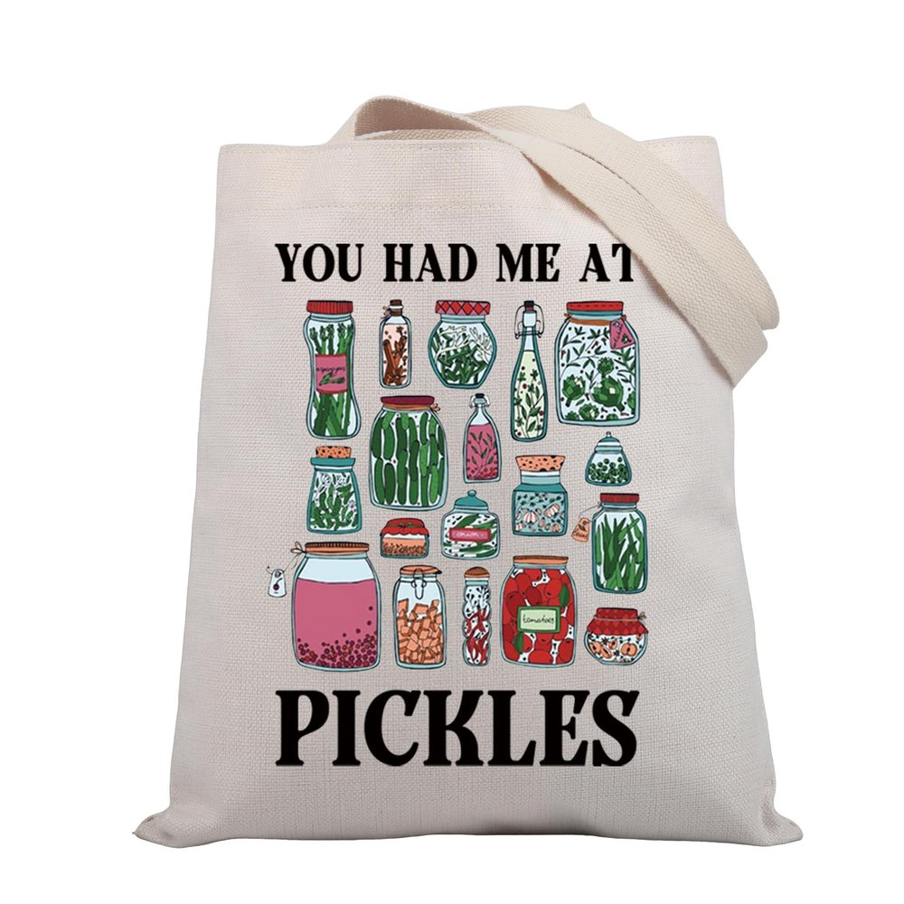 BDPWSS Pickle Gift For Pickle Lovers You Had Me At Pickles Tote Bag Pickle Food Lover Gift Pickle Themed Gift Vegetarian Gift (You Had Pickles TG)