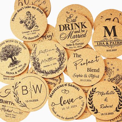 30 pcs Personalized Cork Coasters, Wedding Favors for Guests, Custom Coasters, Birthday Coasters, Wedding Gift, Business Promotional Items (30 pcs)