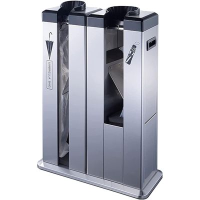 Umbrella Holder for Entryway, Automatic Wet Umbrella Wrapper, Umbrella Automatic Packing Machine, with 100 Short and Long Umbrella Bags,Silver