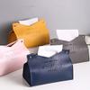 XUSONGL OrBheS European Style Retro Environmentally Friendly Leather Tissue Box Car Tissue Box Living Room Large Capacity Storage Box(Dark Blue Flat) view 4