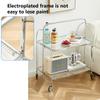 EHVYBDX Glass Rolling Trolley Storage Mobile Dining Cart 2-Tier Storage Organiser,Bathroom Storage Shelves Unit with Wheels,Sofa Side Table Multifunctional Serving Trolley view 2