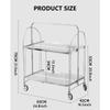 EHVYBDX Glass Rolling Trolley Storage Mobile Dining Cart 2-Tier Storage Organiser,Bathroom Storage Shelves Unit with Wheels,Sofa Side Table Multifunctional Serving Trolley view 3