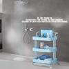Kitchen Rolling Cart on Wheels, 3-Tier Storage Trolley with Handle, Multi-Purpose Utility Organiser Cart, Mobile Serving Cart for Office/Bathroom/Garage/Library view 2