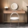 LPP-AWH Luxury Vanity Desk - Bedroom Makeup Vanity with Acrylic Table Legs & 2 Drawers and LED Lights Mirror, Solid Wood Dressing Table Include Makeup Chair and Leather (Brown,47'') view 2