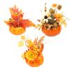 Cute MiniPumpkin with Flower Fall Table Centerpieces Gifts,Small Artificial Pumpkins with Fake Flowers Fall Floral Arrangements Artificial,HalloweenPumpkin Centerpieces (3pcs) view 1