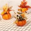 Cute MiniPumpkin with Flower Fall Table Centerpieces Gifts,Small Artificial Pumpkins with Fake Flowers Fall Floral Arrangements Artificial,HalloweenPumpkin Centerpieces (3pcs) view 2