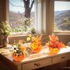 Cute MiniPumpkin with Flower Fall Table Centerpieces Gifts,Small Artificial Pumpkins with Fake Flowers Fall Floral Arrangements Artificial,HalloweenPumpkin Centerpieces (3pcs) view 4