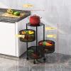 EHVYBDX Rotatable Kitchen Trolleys with Wheels,Floor-Standing Multi-Layer Kitchen Storage Rack Serving Trolleys,Kitchen Fruit Vegetable Racks,5Layers view 2