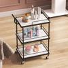 EHVYBDX 3 Tier Serving Trolley Cart/Cart/Drinks Trolley/Beauty Trolley,Metal Rolling Cart for Home Built-in Handle,Kitchen Utility Storage Trolley view 2