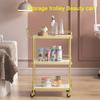 EHVYBDX 3 Tier Serving Trolley Cart/Cart/Drinks Trolley/Beauty Trolley,Metal Rolling Cart for Home Built-in Handle,Kitchen Utility Storage Trolley view 3