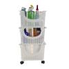EHVYBDX Kitchen Baker's Rack 3-Tier Stackable Rolling Storage Bins, Plastic, Serving Trolley Removable Tray Rolling Kitchen Bar Cart Shelf Organizer view 3