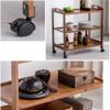 EHVYBDX Serving Trolley Kitchen Trolley Storage Trolley Catering Trolley for Kitchen and Living Room Food Trolley for Home Mobile Brown 3 Tier view 4