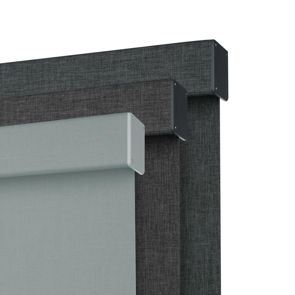 Boolegon Blackout Roller Shades for Windows, Cordless Blinds With Linen Fabric-Matched, Custom for Home Office, Dark Grey, 51" W x 88" H