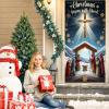 Christmas Cross Door Cover - Nativity Religious Decorations Banner - Begins With Christ Porch Sign Hanging Backdrop for New Year Winter Holiday Party Favor Decor Supplies view 3