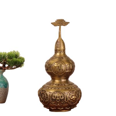 FengShui Brass Wu Lou Gourd Statue Handmade Crafts and Artworks Home Desk Decor