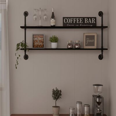 HDDFER Floating Bookshelf Shelves Industrial Pipe Shelving Pipe Shelf Rustic Black Wall Shelves 36 Inch Farmhouse for Wall Mounted