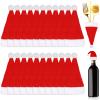 Auzesto 36Pcs Christmas Santa Hats Silverware Holders, Santa Hat Tableware Holders Xmas Hat Tableware Cutlery Bags Mini Santa Hats for Wine Bottle Xmas Party Dinner Table Dinnerware Decorations view 1