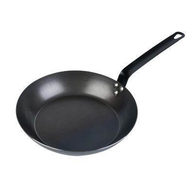 Met Lux 11 Inch Fry Pan, 1 Lightweight Frying Pan - Induction-Ready, Triple-Riveted, Black Carbon Steel Cooking Skillet, Durable, For Searing, Sauteing, And Browning Food - Restaurantware