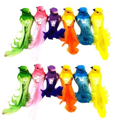 2pcs Small Fake Birds for Crafts, Artificial Foam Feathers Birds Ornaments, Birds Clip on Christmas Tree, Decorative Realistic Birds for for Home Garden Party Wedding Decoration