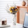 BEIJIALY Triple Dice Vase, White Ceramic Vase for Home Decor, Unique Flower Vase, Fun Home Decor Checkered Vase, Trendy Home Interior Centerpieces for Tables, Desk, Shelf (S) view 3