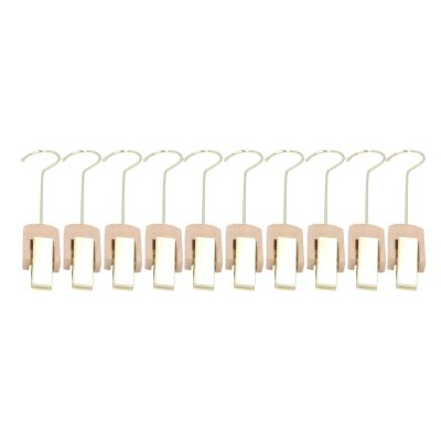 10 Pcs Laundry Hooks Clip Industrial Solid Wood Rotary Multifunctional Hanging Hooks Clip