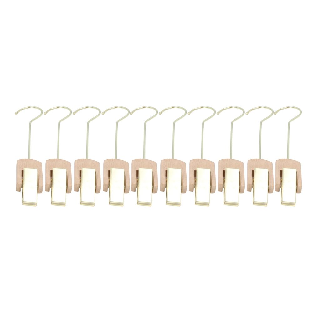 10 Pcs Laundry Hooks Clip Industrial Solid Wood Rotary Multifunctional Hanging Hooks Clip