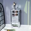 Bonnlo Mirrored Dresser 5 Mirror Drawers, Mirror Chest of Drawers, Glass Dresser Mirror, Glass Chest, Mirrored Nightstand Tall for Bedroom, Living Room, Silver view 1
