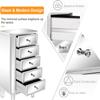 Bonnlo Mirrored Dresser 5 Mirror Drawers, Mirror Chest of Drawers, Glass Dresser Mirror, Glass Chest, Mirrored Nightstand Tall for Bedroom, Living Room, Silver view 3