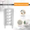 Bonnlo Mirrored Dresser 5 Mirror Drawers, Mirror Chest of Drawers, Glass Dresser Mirror, Glass Chest, Mirrored Nightstand Tall for Bedroom, Living Room, Silver view 4