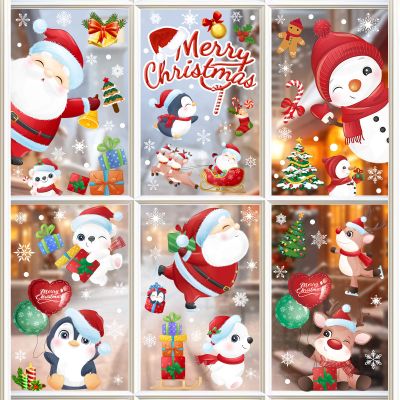 168 Pcs Christmas Window Decorations - Merry Christmas Window Clings for Glass Windows, Santa Claus Snowflake Christma Window Stickers Decals for Indoor Home Xmas Holiday Winter Party Decor, 9 Sheet