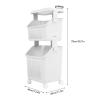 Rolling Laundry Hamper Shelf, Thick Reinforced Storage Basket with 4 Wheels, Stackable Breathable for Home, Kitchen, Bathroom (2 Tier) view 2