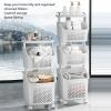 Rolling Laundry Hamper Shelf, Thick Reinforced Storage Basket with 4 Wheels, Stackable Breathable for Home, Kitchen, Bathroom (2 Tier) view 3
