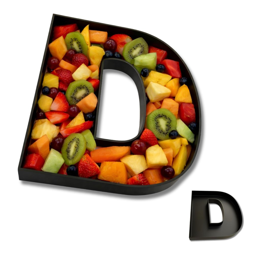 Hard Plastic Reusable Fillable Letters Numbers Serving Trays for Party Decoration (D, Black)