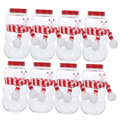COLLBATH 10sets Snowman Beverage Containers Cute Tea Bottles with Sealing Lid Scarves for Christmas Drinks Parties and