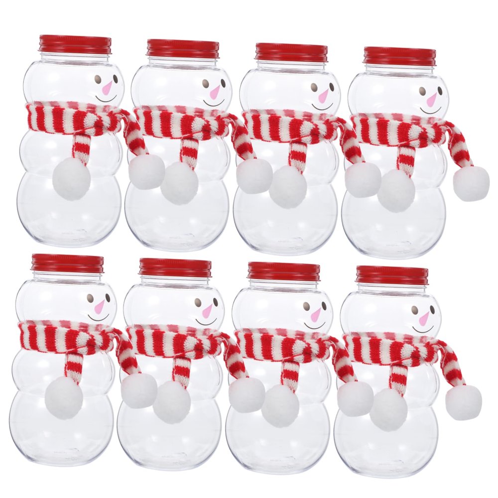 COLLBATH 10sets Snowman Beverage Containers Cute Tea Bottles with Sealing Lid Scarves for Christmas Drinks Parties and