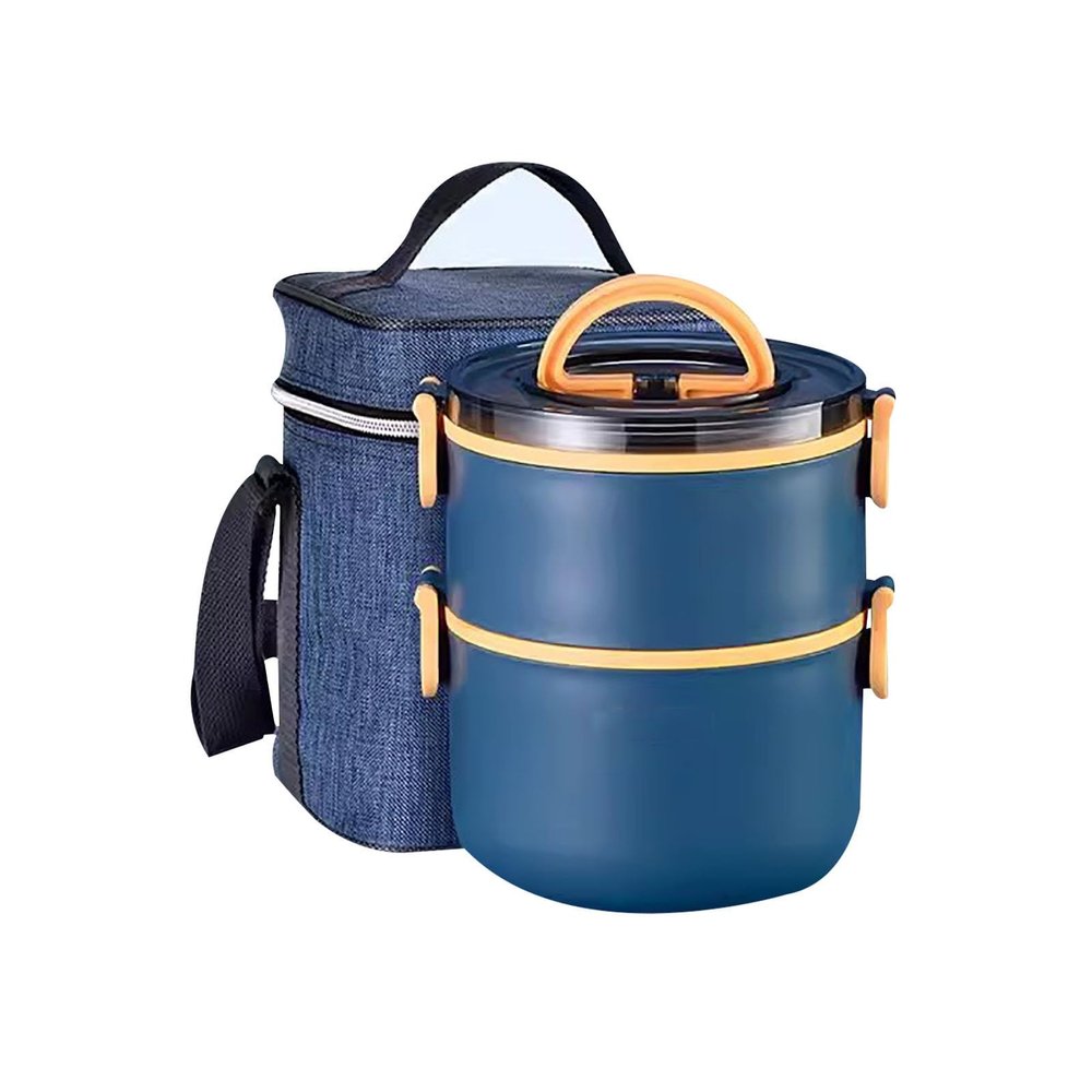 Lunch box, Bento box, Insulated Lunch bag, Stackable Large Capacity Lunch Boxes, Airtight Leakproof Stainless Steel Lunch box, Microwaveable(Blue,Small)
