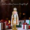 15 Inch Traditional Wooden Nutcracker Soldier Figures, Festive Christmas Decor for Home Shelves Tables Countertop Fireplace and Gift (Red Cape & Staff) view 2