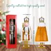 15 Inch Traditional Wooden Nutcracker Soldier Figures, Festive Christmas Decor for Home Shelves Tables Countertop Fireplace and Gift (Red Cape & Staff) view 3