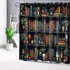 LB Retro Bookshelf Shower Curtain Witchy Magical Books Gothic Skull Shower Curtain Set with Hooks Green Plant on Shelf Waterproof Washable Fabric Shower Curtains for Bathroom Decorative,72x72 inch view 3
