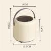 Bathroom trash can Small Desktop Trash Can with Press Type Lid, Round Countertop Wastebasket with Inner Bucket and Handle for Coffee Table, Nightstand, Vanity Top Kitchen Trash Can(Cream White) view 2