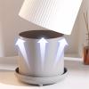 Bathroom trash can Small Desktop Trash Can with Press Type Lid, Round Countertop Wastebasket with Inner Bucket and Handle for Coffee Table, Nightstand, Vanity Top Kitchen Trash Can(Cream White) view 4