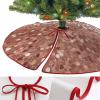 Christmas Tree Skirt, Rose Gold Glitter Double Sided Printed Bordered Christmas Tree Skirt Christmas Tree Decorations Christmas Tree Mat for Home Market-36in view 3