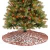 Christmas Tree Skirt, Rose Gold Glitter Double Sided Printed Bordered Christmas Tree Skirt Christmas Tree Decorations Christmas Tree Mat for Home Market-36in view 4