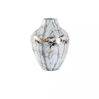 AEYSD-456 Vase New Chinese Style Marble Patterned Ceramic Vase Ornaments Living Room Foyer TV Cabinet Flower Ware Decorative Vase(Large)
