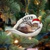 Australian Shepherd Sleeping Angel Christmas Flat Acrylic Ornament - Memorial Gift, Custom Name, Personalized Tree Decor for Dog Lovers view 1