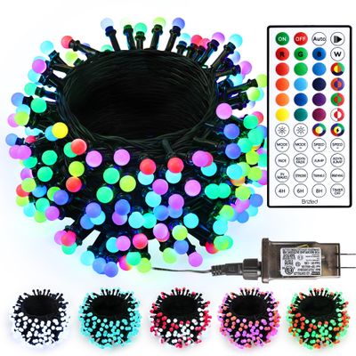 Brizled Color Changing Christmas Lights, 65ft 198 LED Christmas Berry String Lights with Remote, RGB Xmas Tree Light Indoor Outdoor Mini Globe Light Waterproof for Xmas Halloween Party Decor