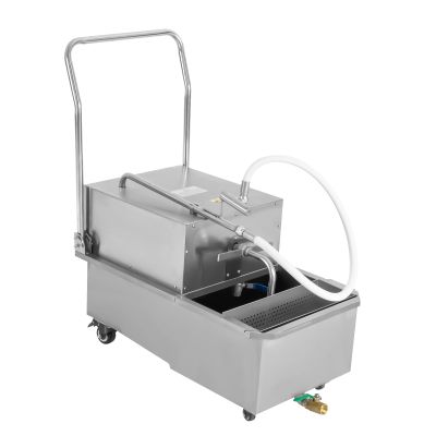 Mobile Fryer Filter, 55L/14.5Gal Commercial Oil Filler Machine Cart 550W Stainless Steel Oil Filter Machine Separator with Wheels Deep Fryer Filter Truck Oil Filtration System Oil Pump Flow 32L/min