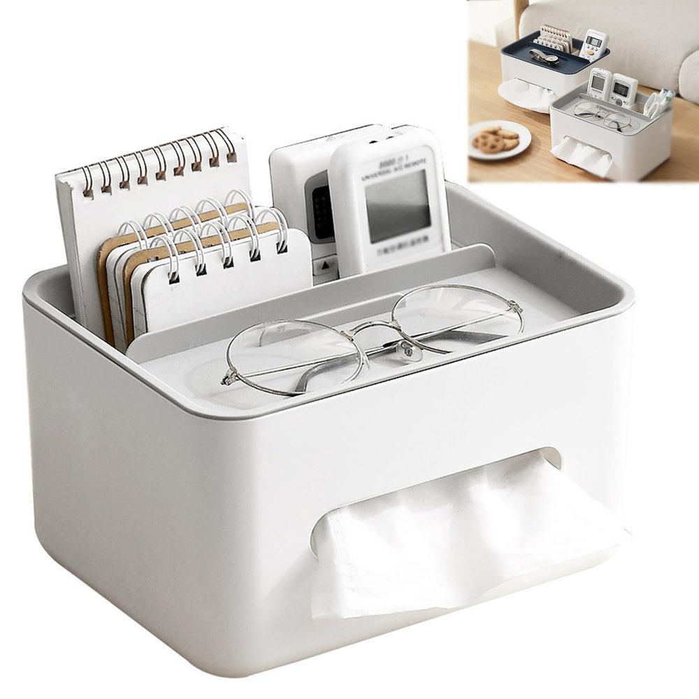 Multifunctional Tissue Box, Multifunctional Tissue Storage Box Cover With Phone Holder, Multifunctional Tissue Box Holder, Multifunctional Tissue Box Organizer, Tissue Box Cover (Grey)