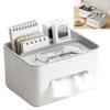Multifunctional Tissue Box, Multifunctional Tissue Storage Box Cover With Phone Holder, Multifunctional Tissue Box Holder, Multifunctional Tissue Box Organizer, Tissue Box Cover (Grey) view 1